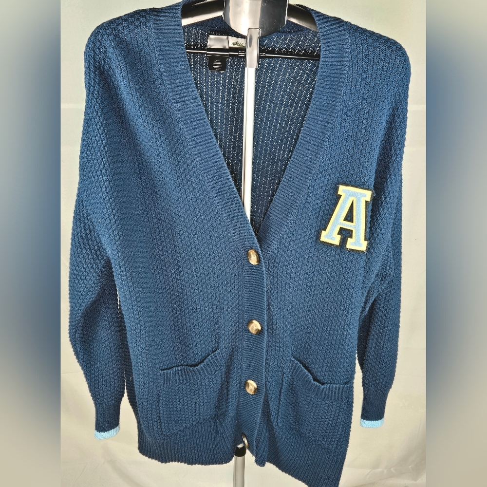 Aerie Preppy Heritage Academia Varsity Button Cardigan Sweatee, Medium